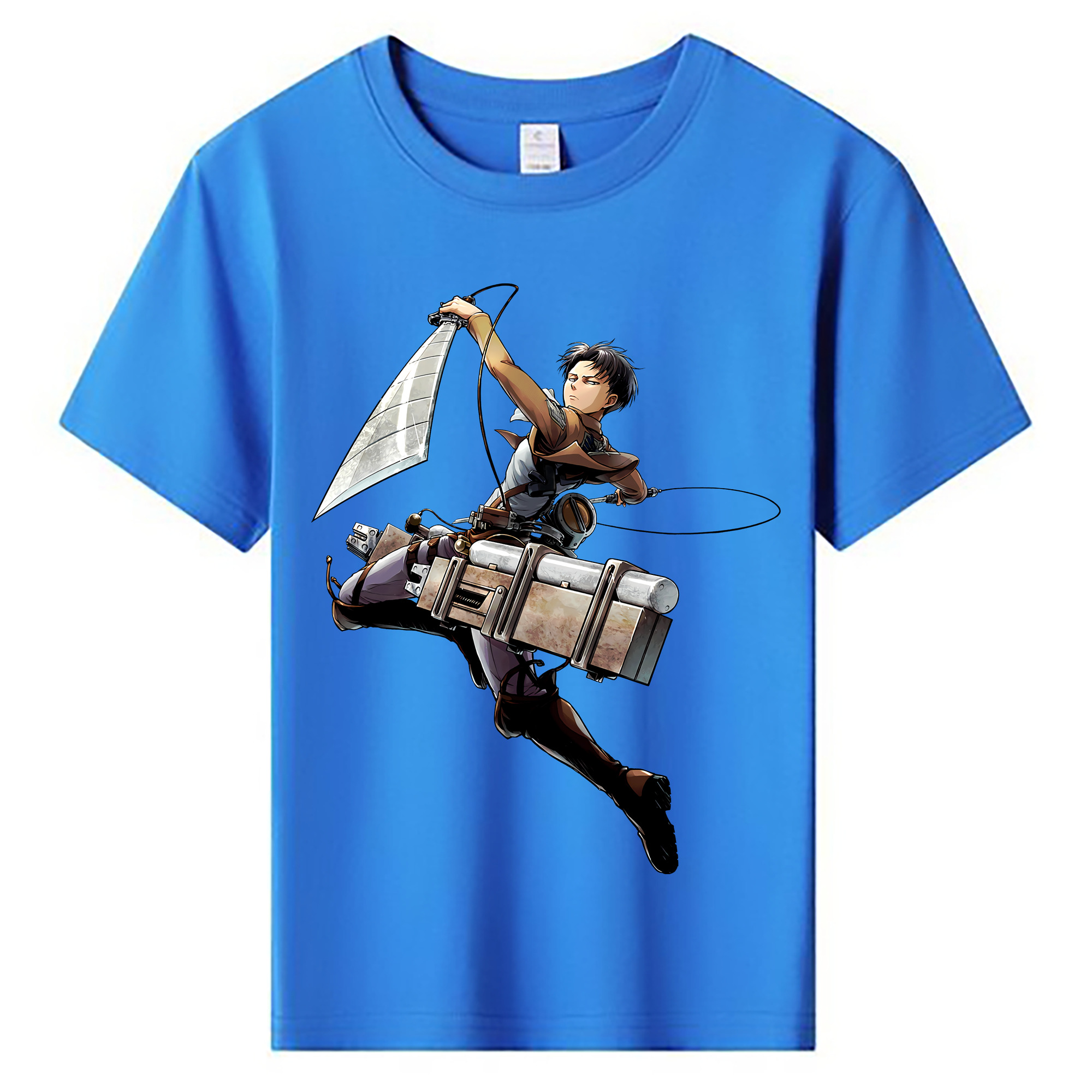 （画像用） 進撃の巨人 リヴァイ·アッカーマン Attack on Titan Levi Ackerman 綿100％キッズTシャツ（フロントプリント）